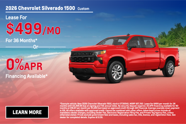 New 2026 Chevrolet Silverado 1500 Models